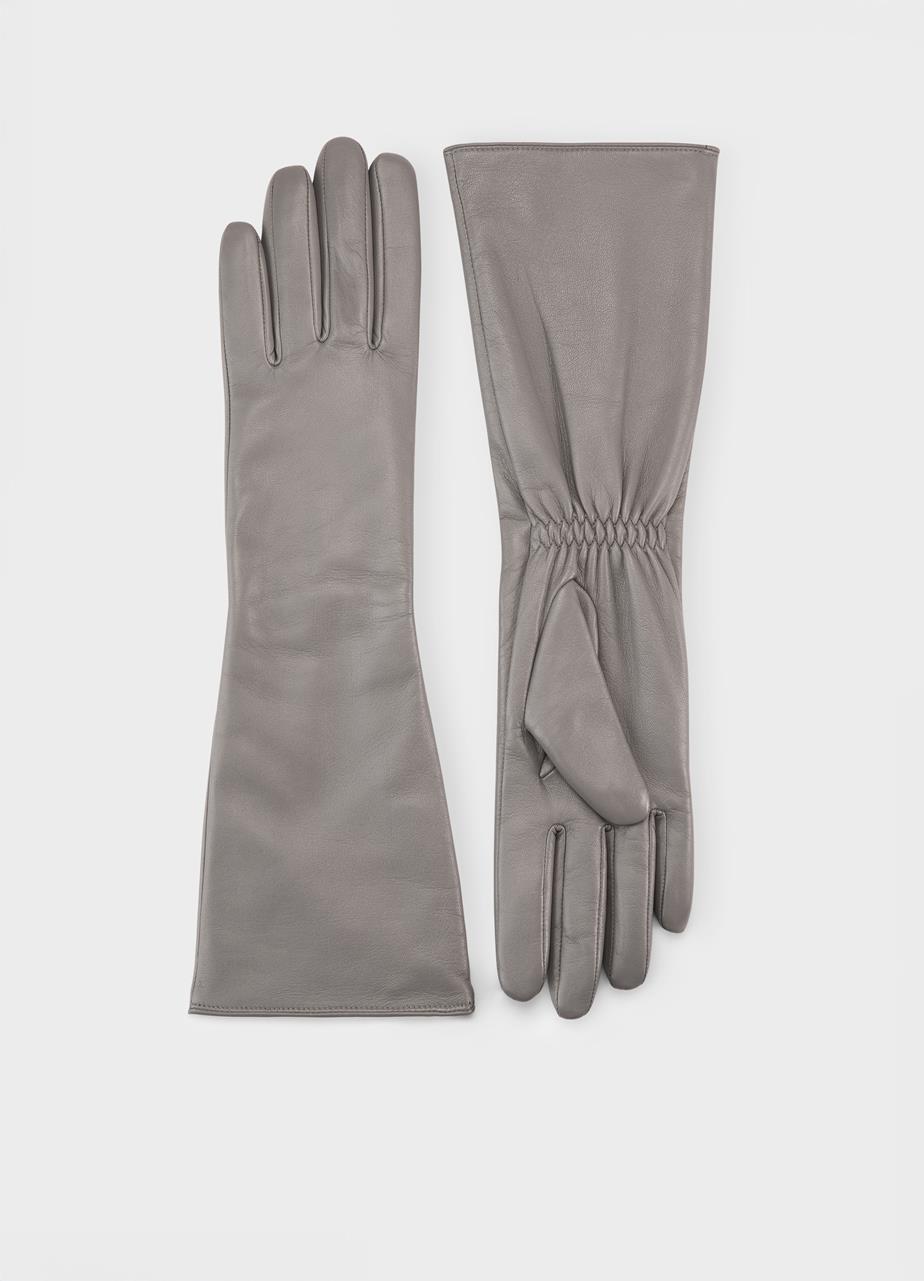 Extra long glove w GRIS CLAIR CUIR