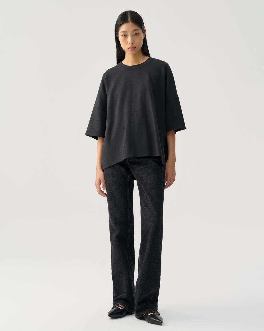 Boxy t-shirt w Black, Textile