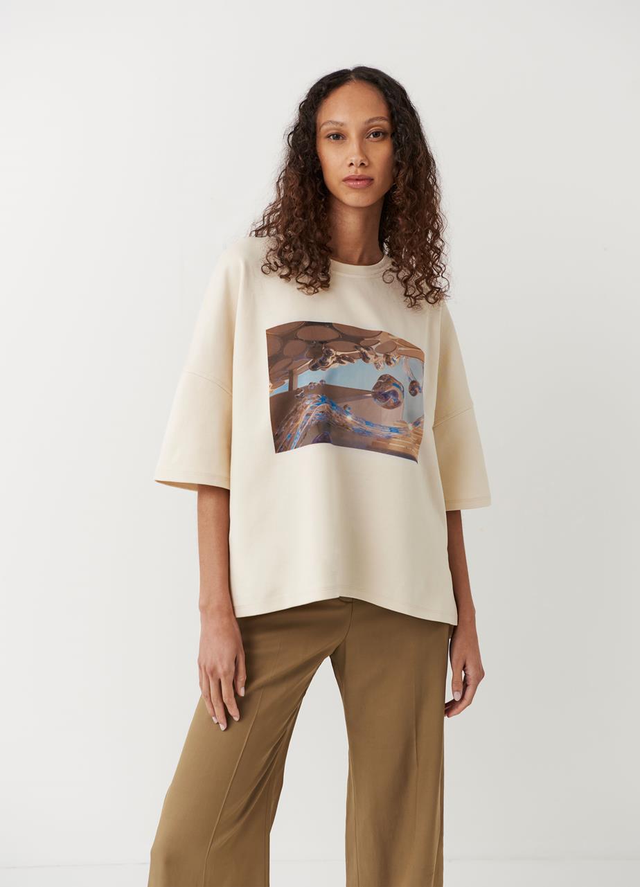 Boxy t-shirt x micky ho w OFFWHITE TEKSTIL
