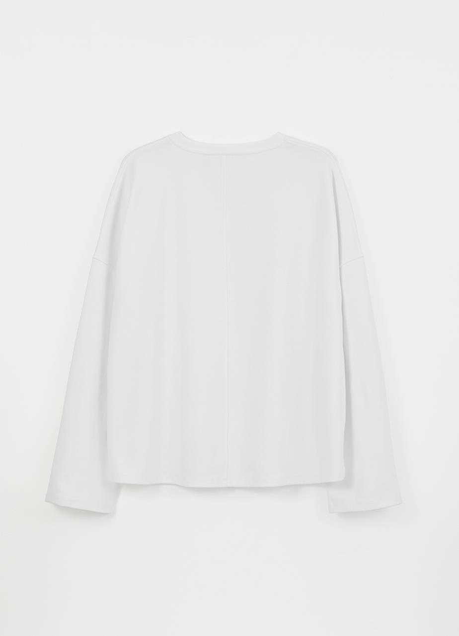 Boxy long sleeve t-shırt w Whıte, Textıle