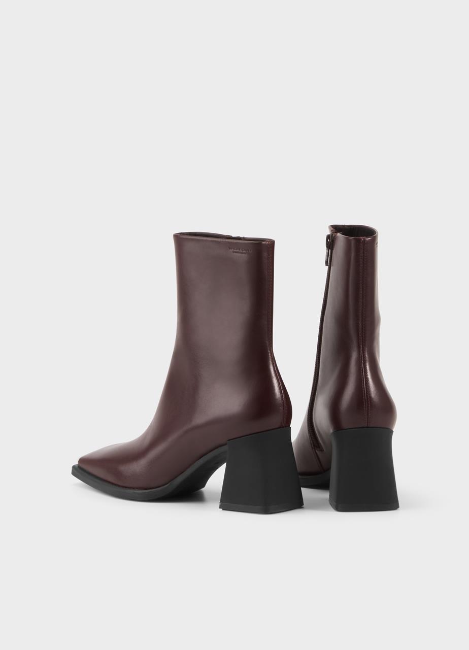 Hedda ankel boots Mørkerød, Skinn