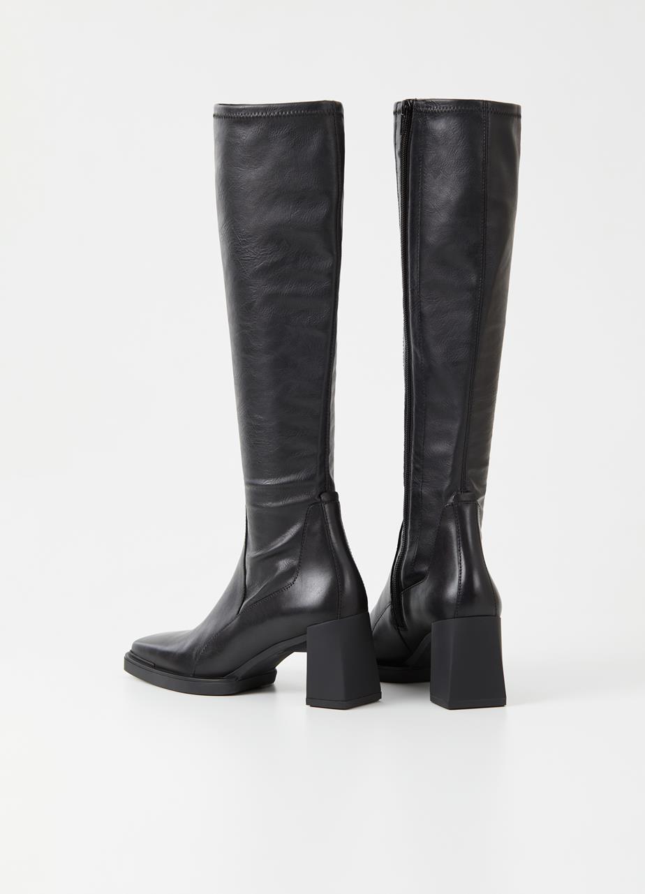 Edwina tall boots Black leather/synthetic stretch