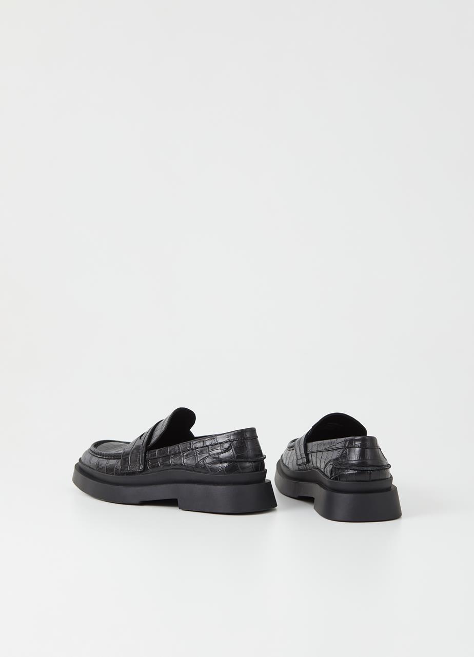 Mike loafer Black croc embossed leather