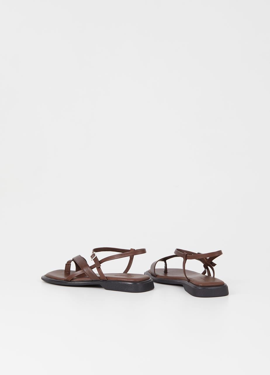 Izzy sandálias Castanho-Escuro couro