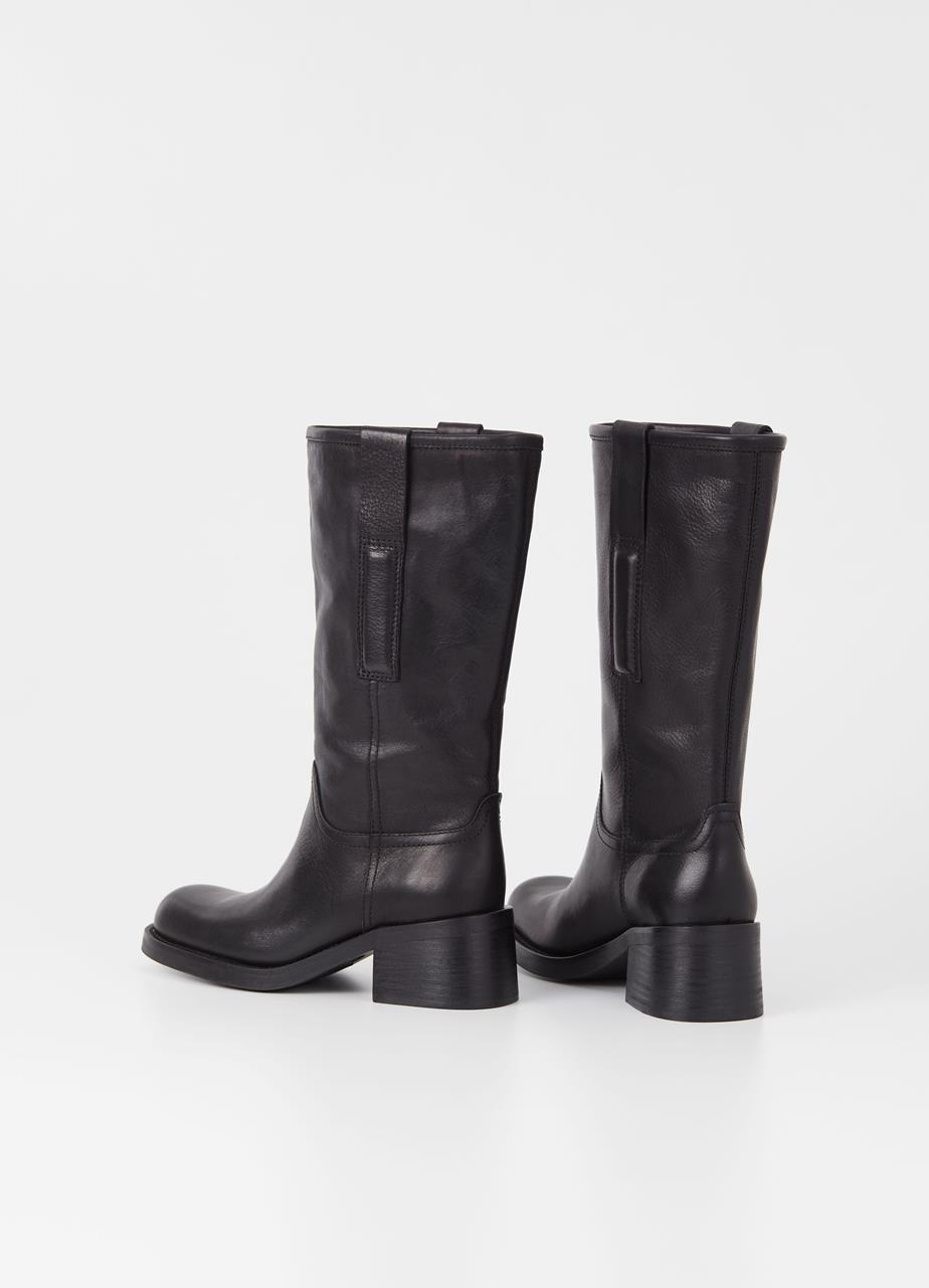 Nour botas de cano alto Preto couro