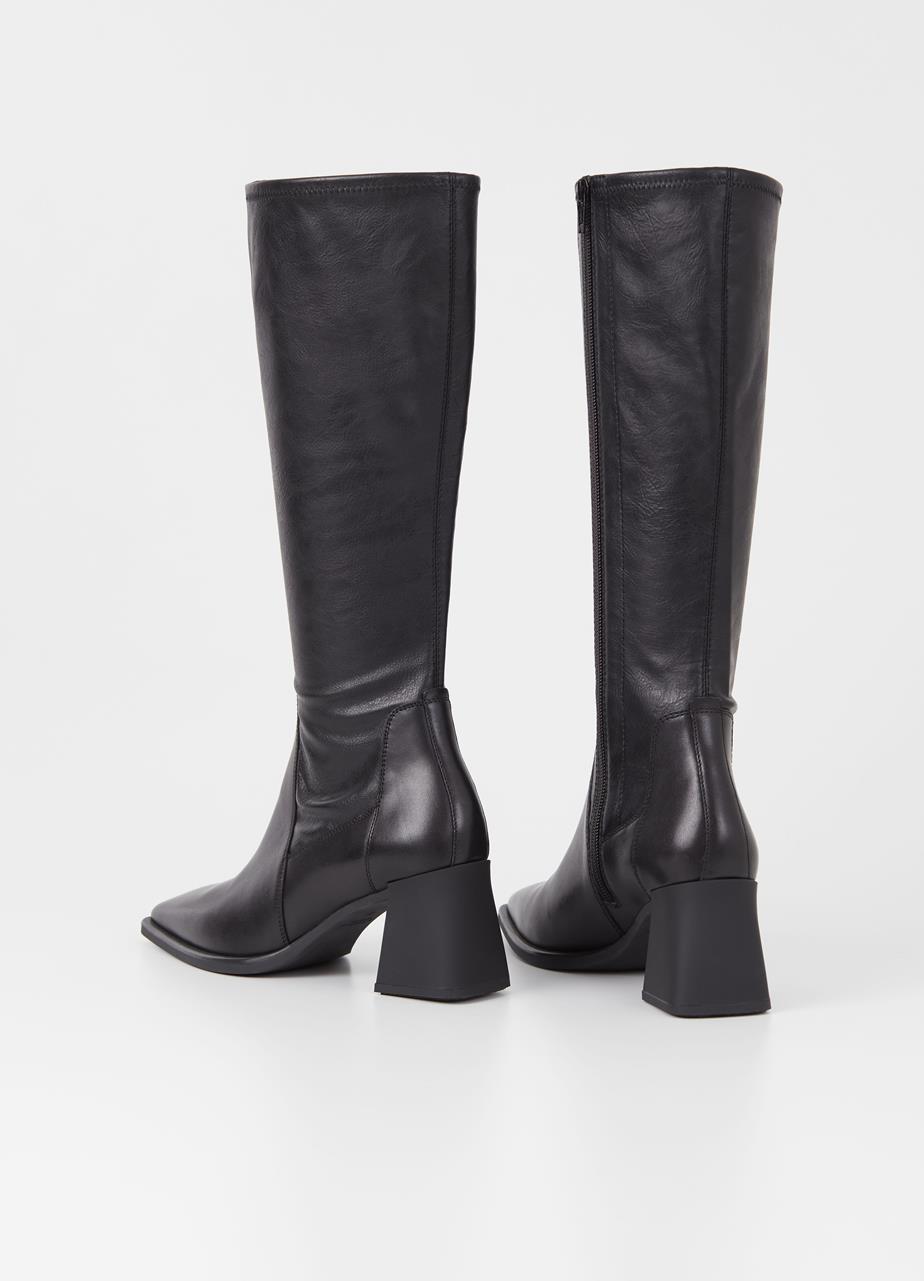Hedda tall boots Black leather/comb