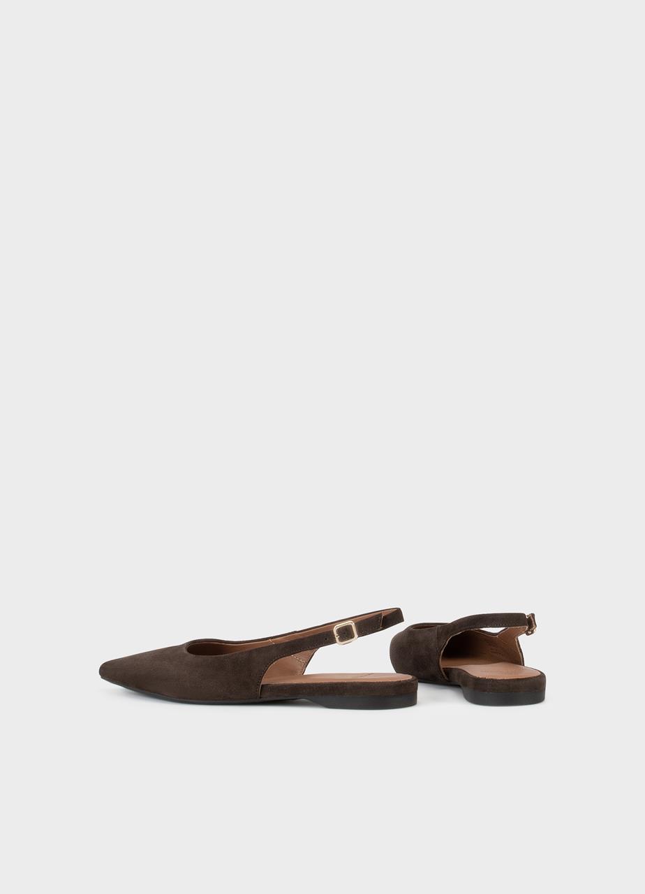 Hermine ballerines Marron Foncé, Daim