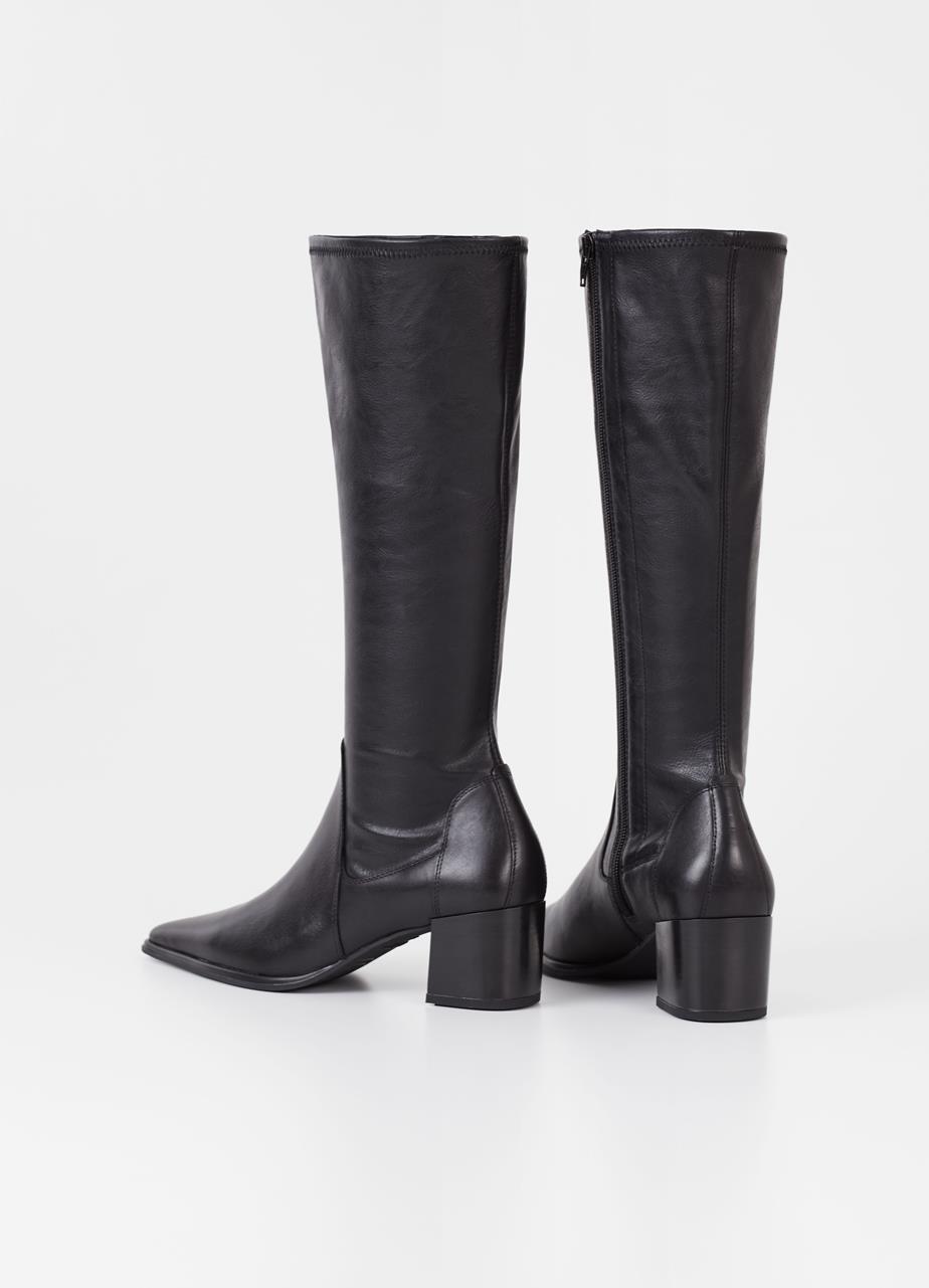 Giselle botas de cano alto Preto couro/comb