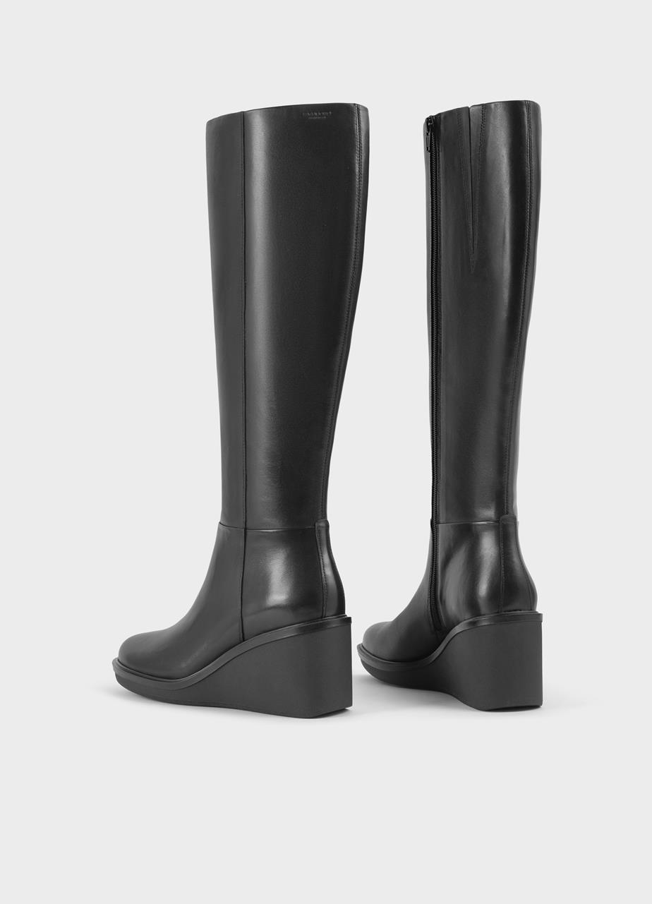 Black shops wedge riding boots