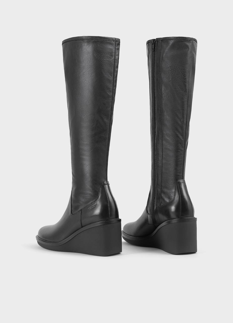 Deena tall boots Black leather/comb