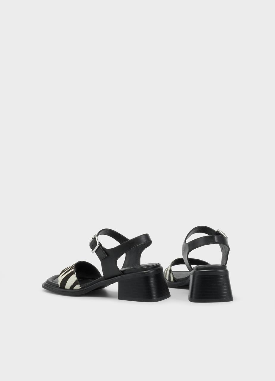 Ines sandalen Schwarzes hair-on-leather