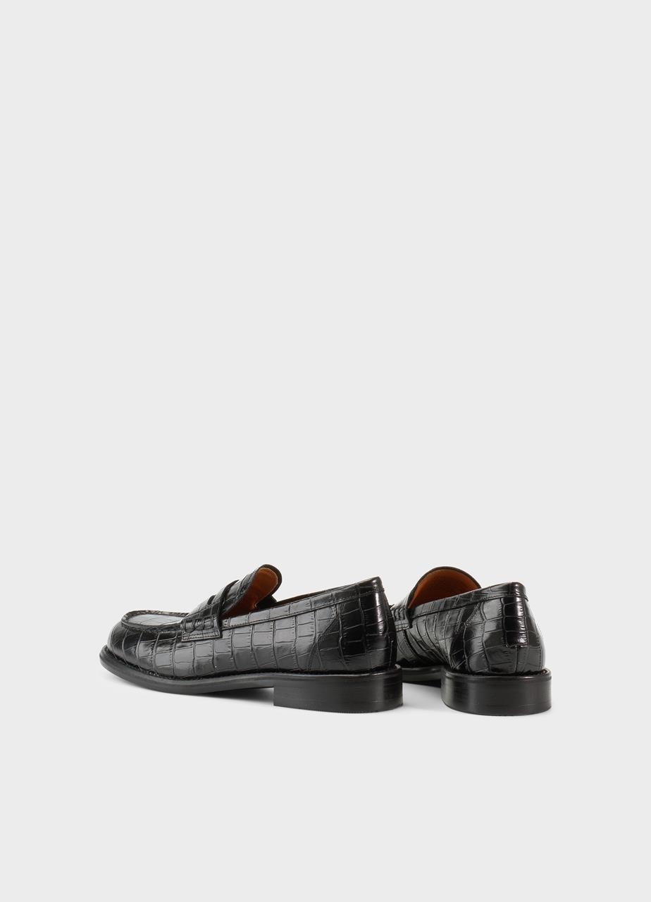 Linn loafers Svart präglat skinn