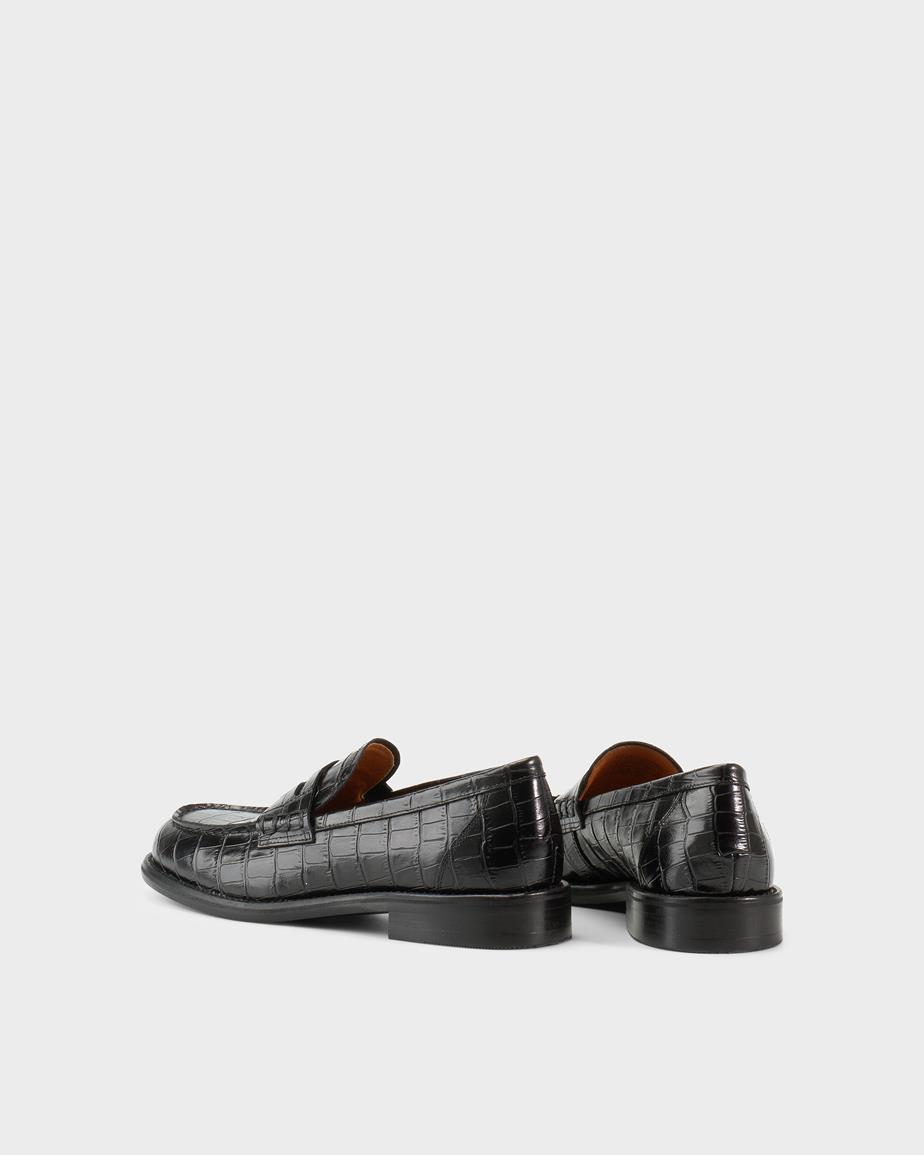 Linn loafers Svart, Präglat Skinn