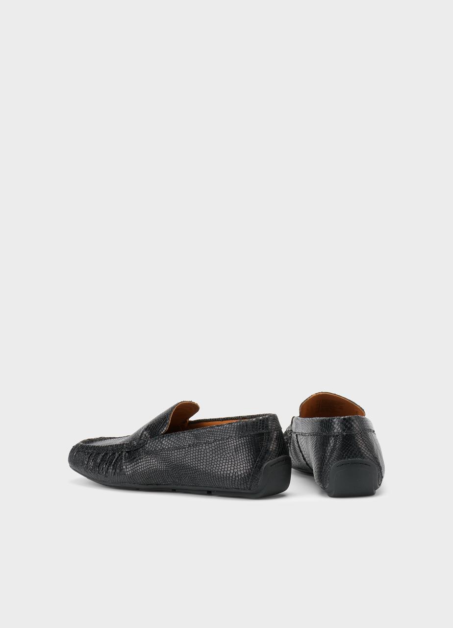 Mika loafers Black, Embossed Leather