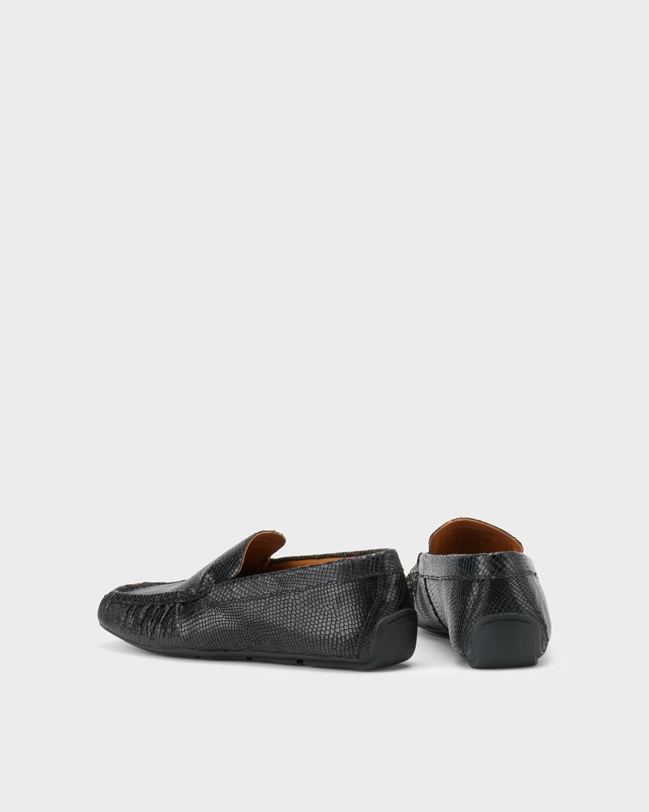 Mika loafers Black, Embossed Leather