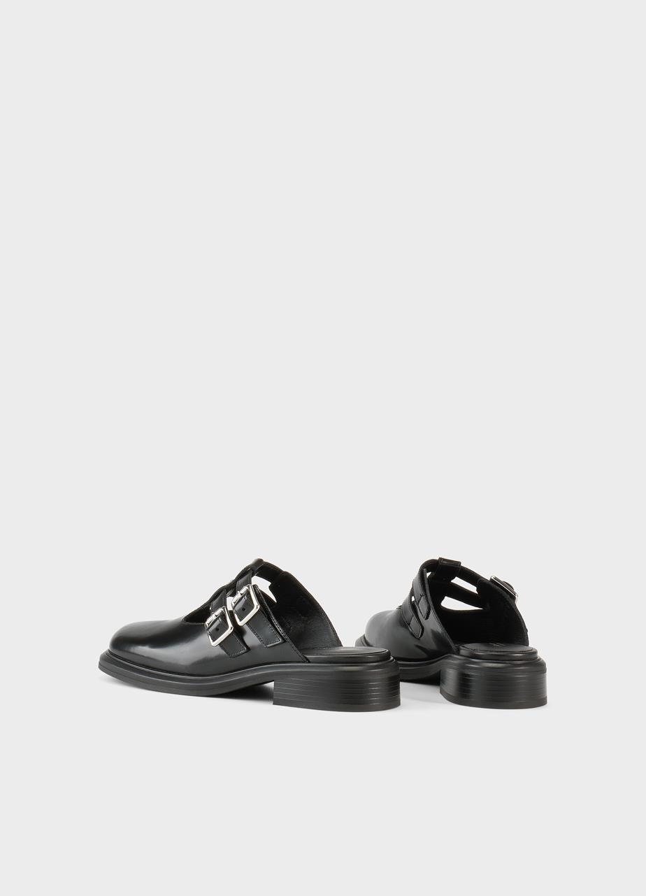 Ellis mules Black, Polished Leather