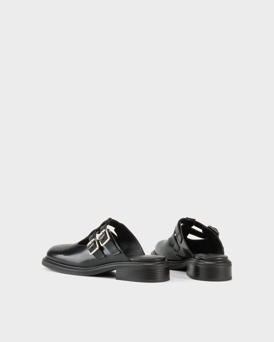 Ellis mules Black, Polished Leather