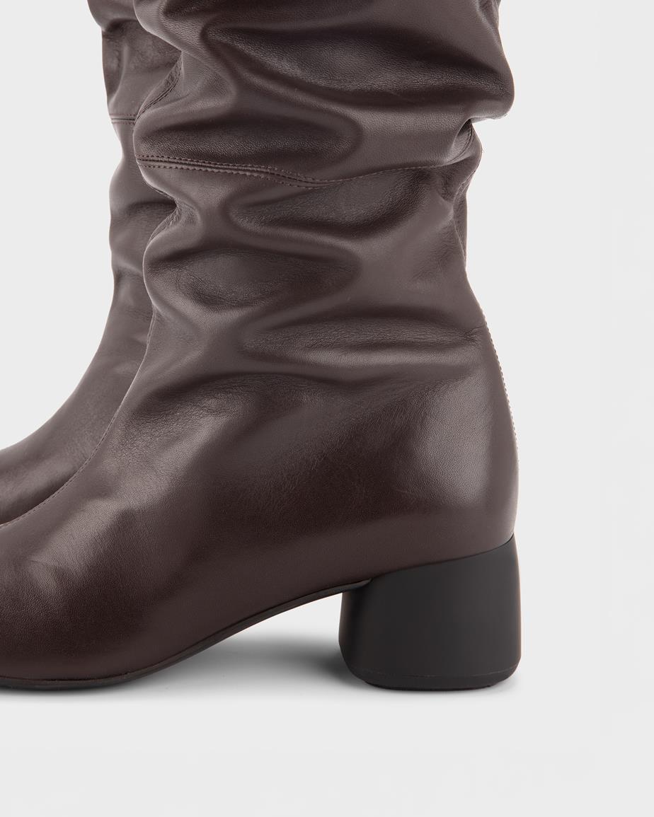 Livia bottes hautes Marron Foncé, Cuir