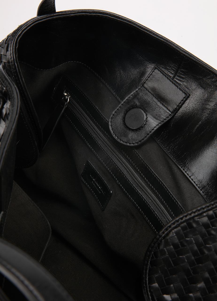 Cannes bag Black, Braided Leather