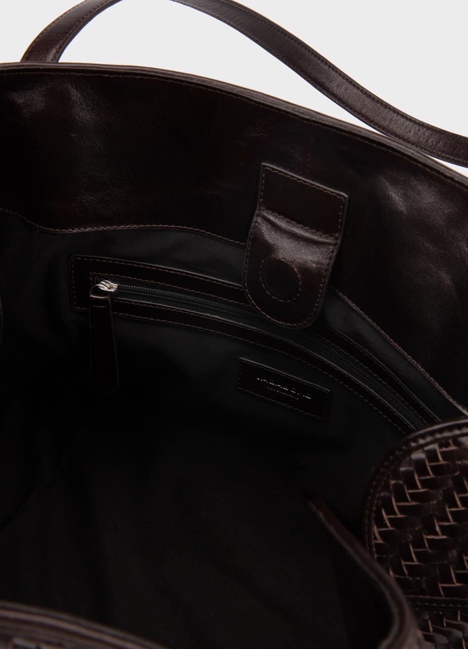 Cannes bag Brown, Braided Leather