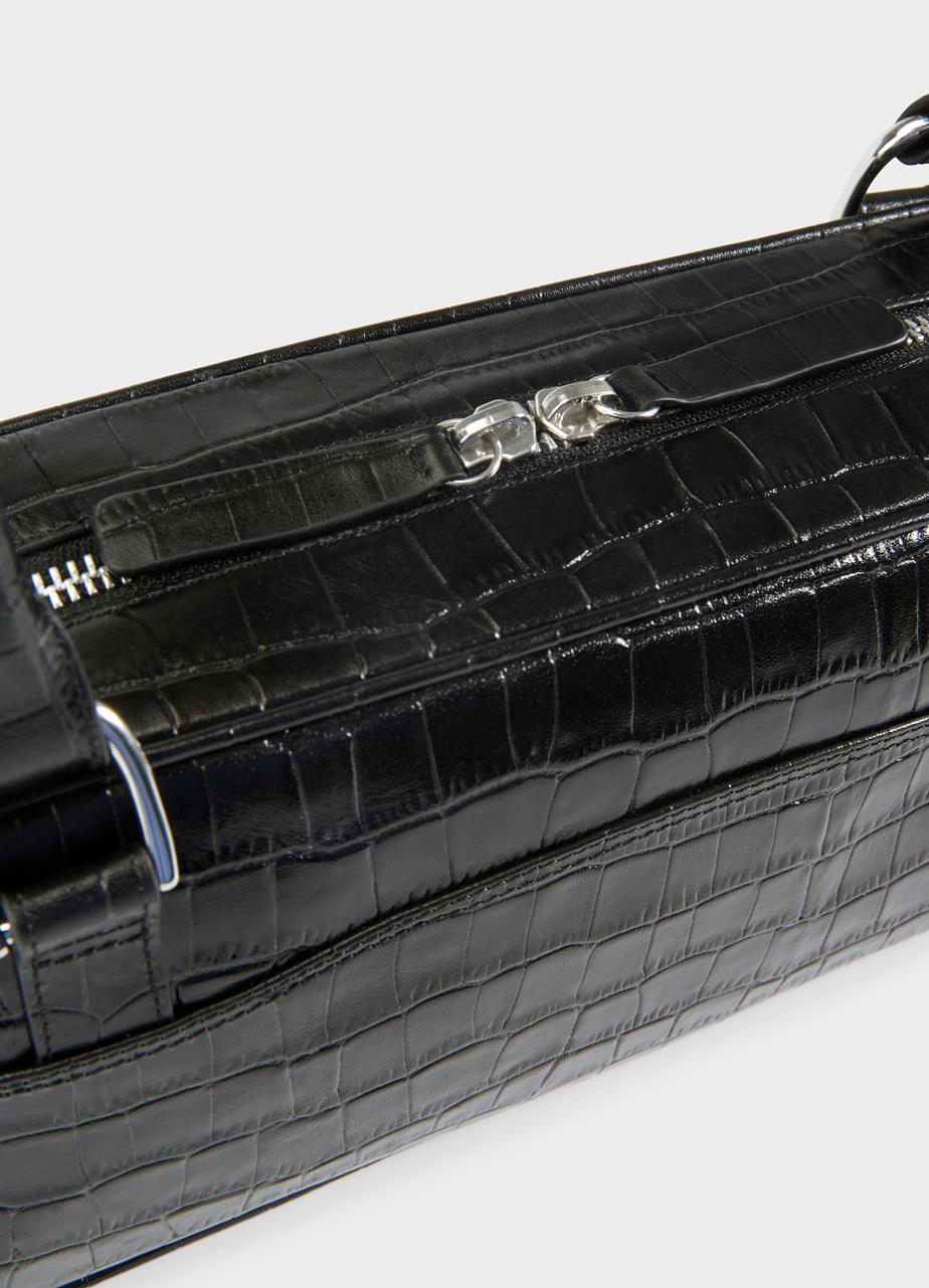 Nomi mini tas Zwart reliëfleer