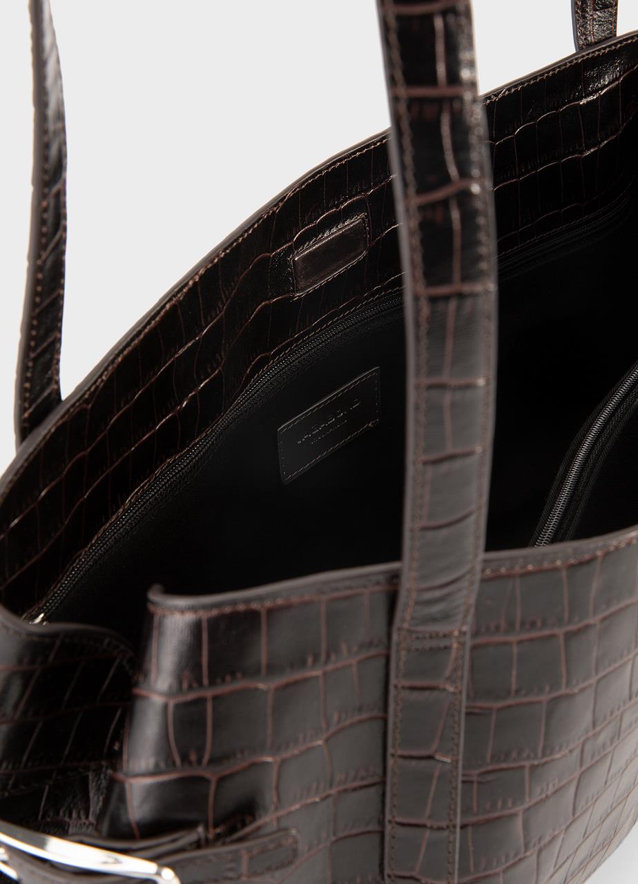 Cannes mini taske Brun, Præget Læder