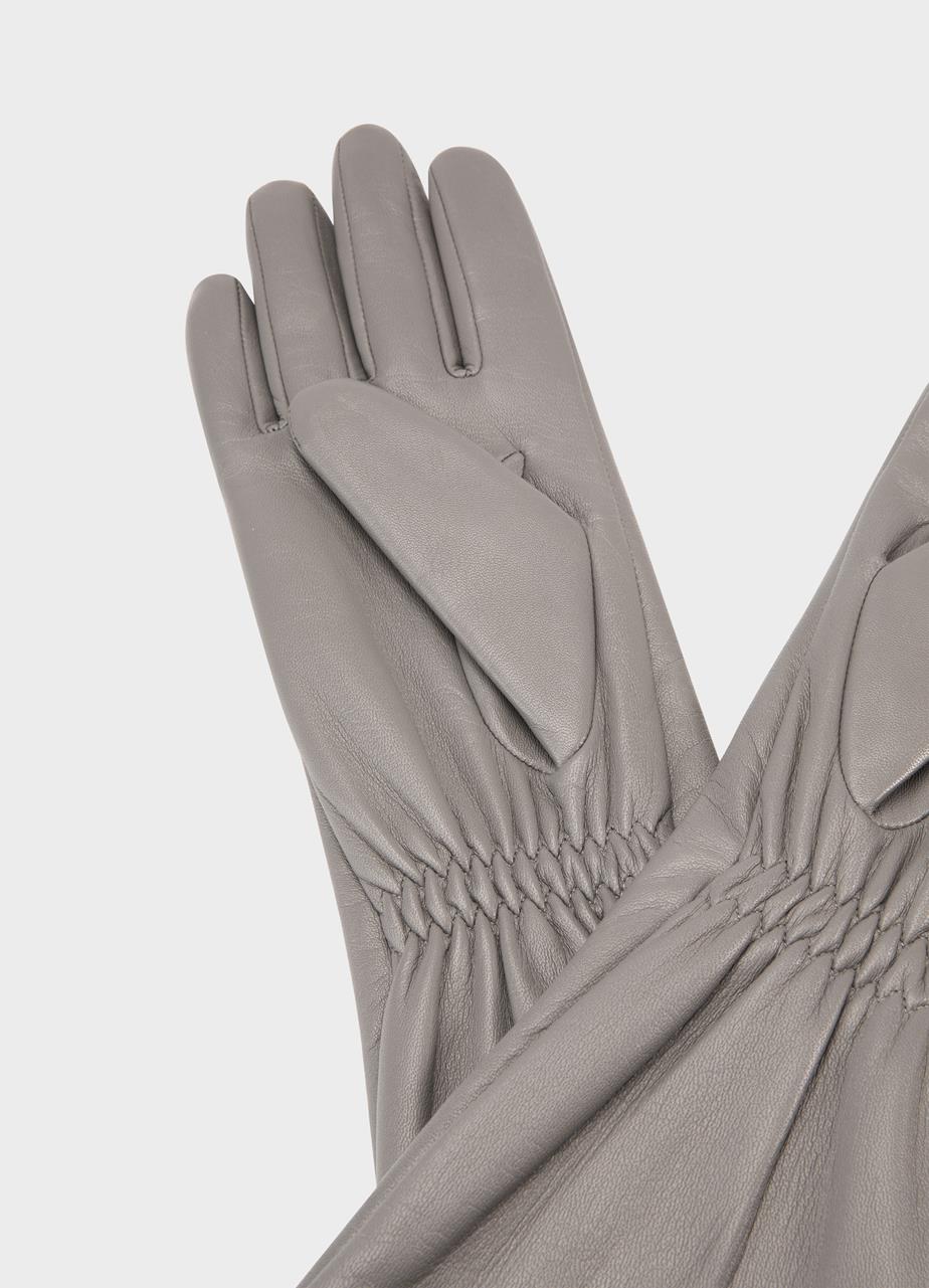 Extra long glove w Lysegrå, Læder