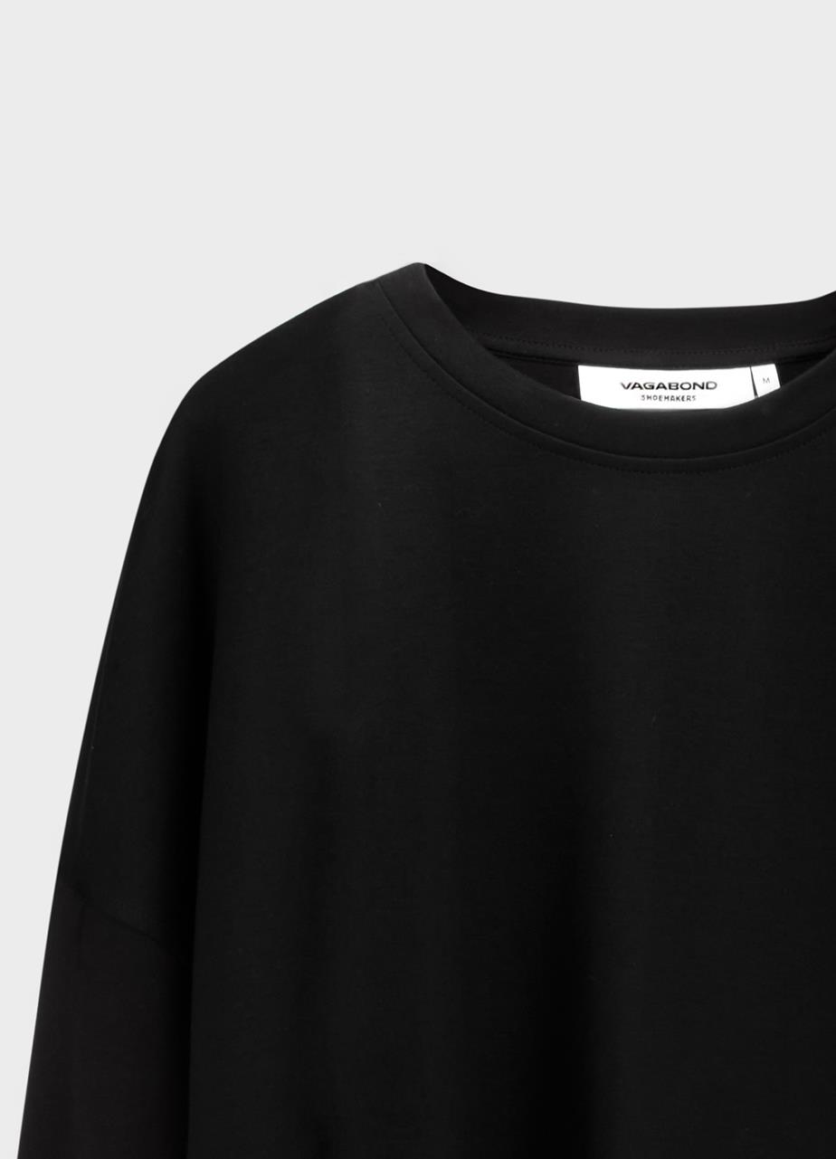 Boxy long sleeve t-shirt w Preto tecido