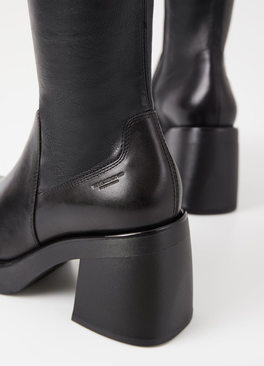 Brooke tall boots Black, Leather/Comb