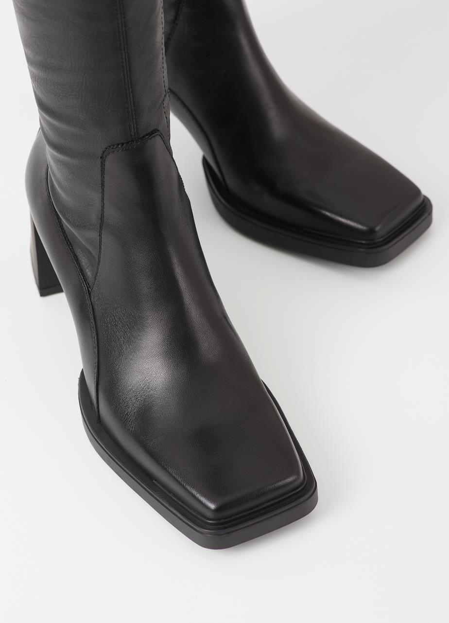 Edwina botas altas Negro cuero/sintético elástico