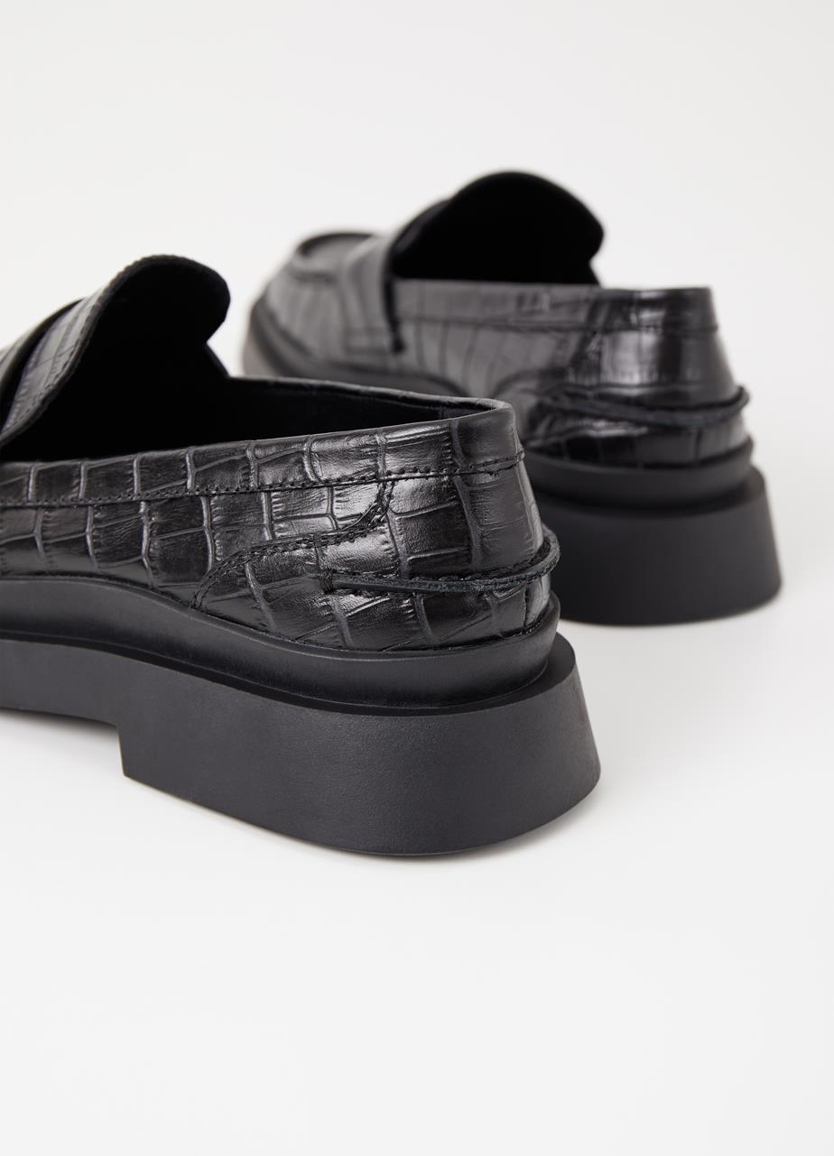 Mıke loafer Black croc embossed leather