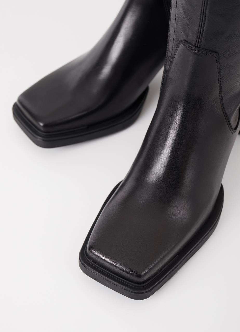 Edwina botas Negro cuero/sintético elástico
