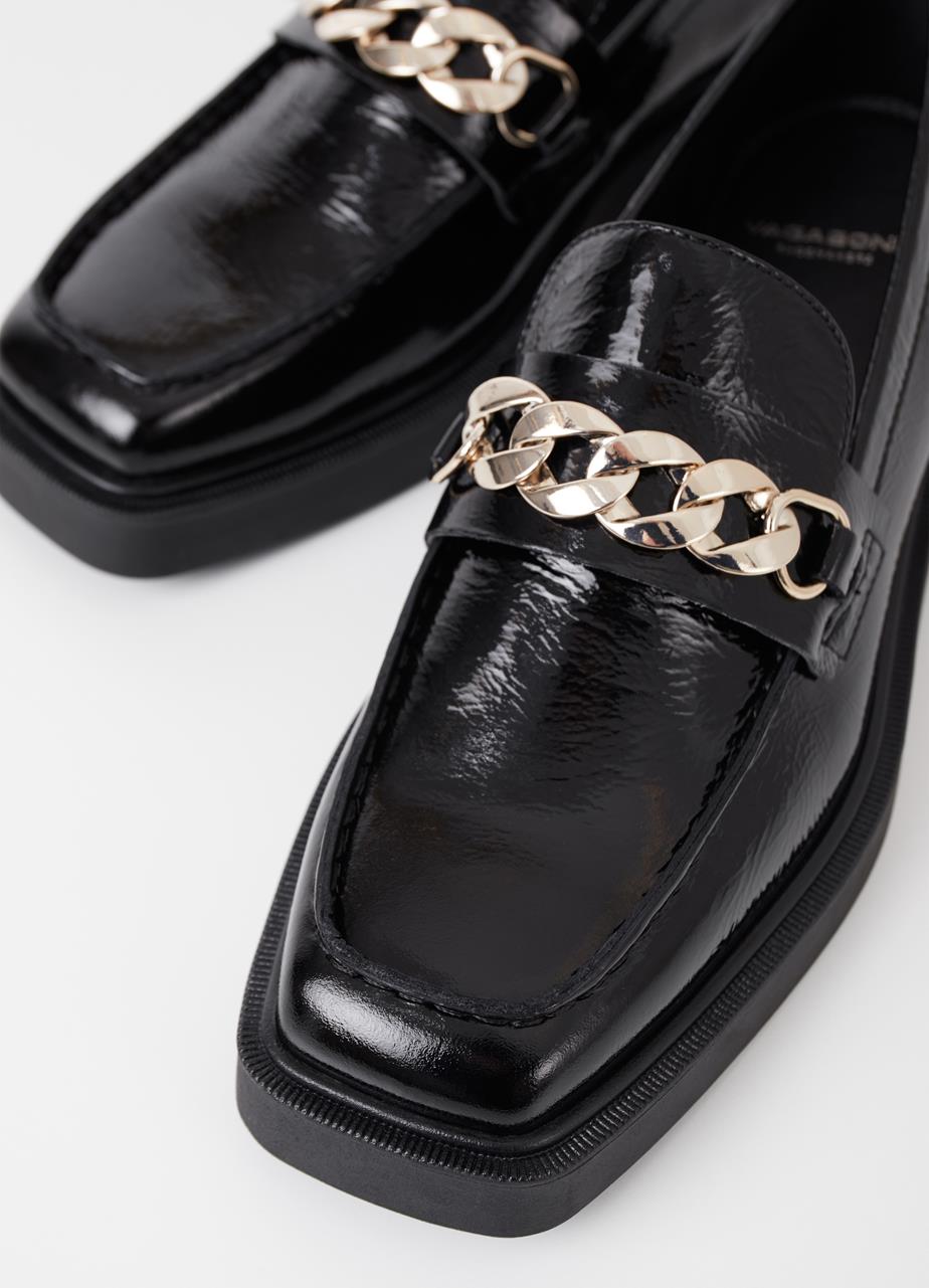 Jillian loafer Black crinkled patent leather