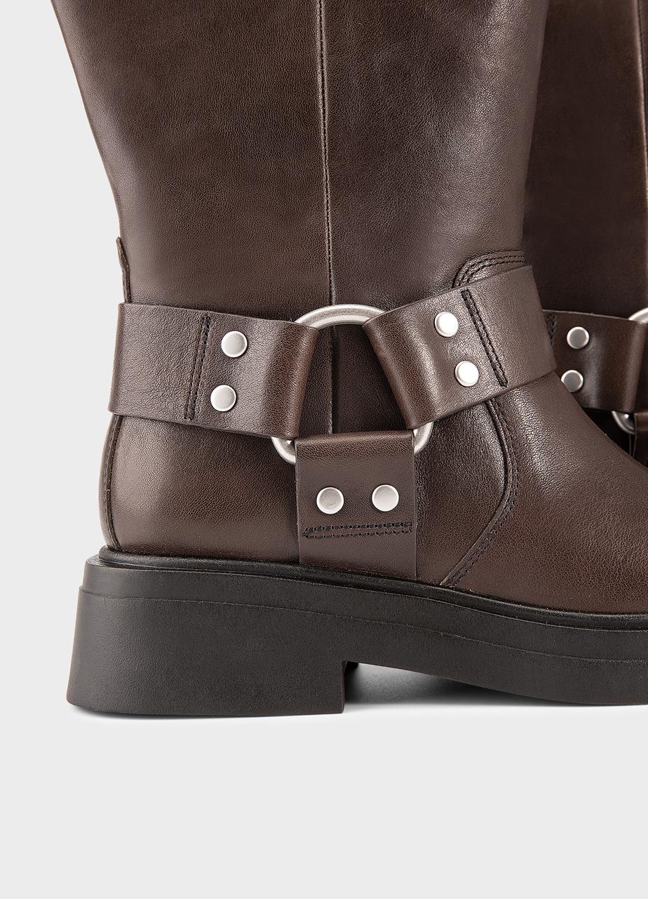 Eyra botas de cano alto Castanho-Escuro, Couro