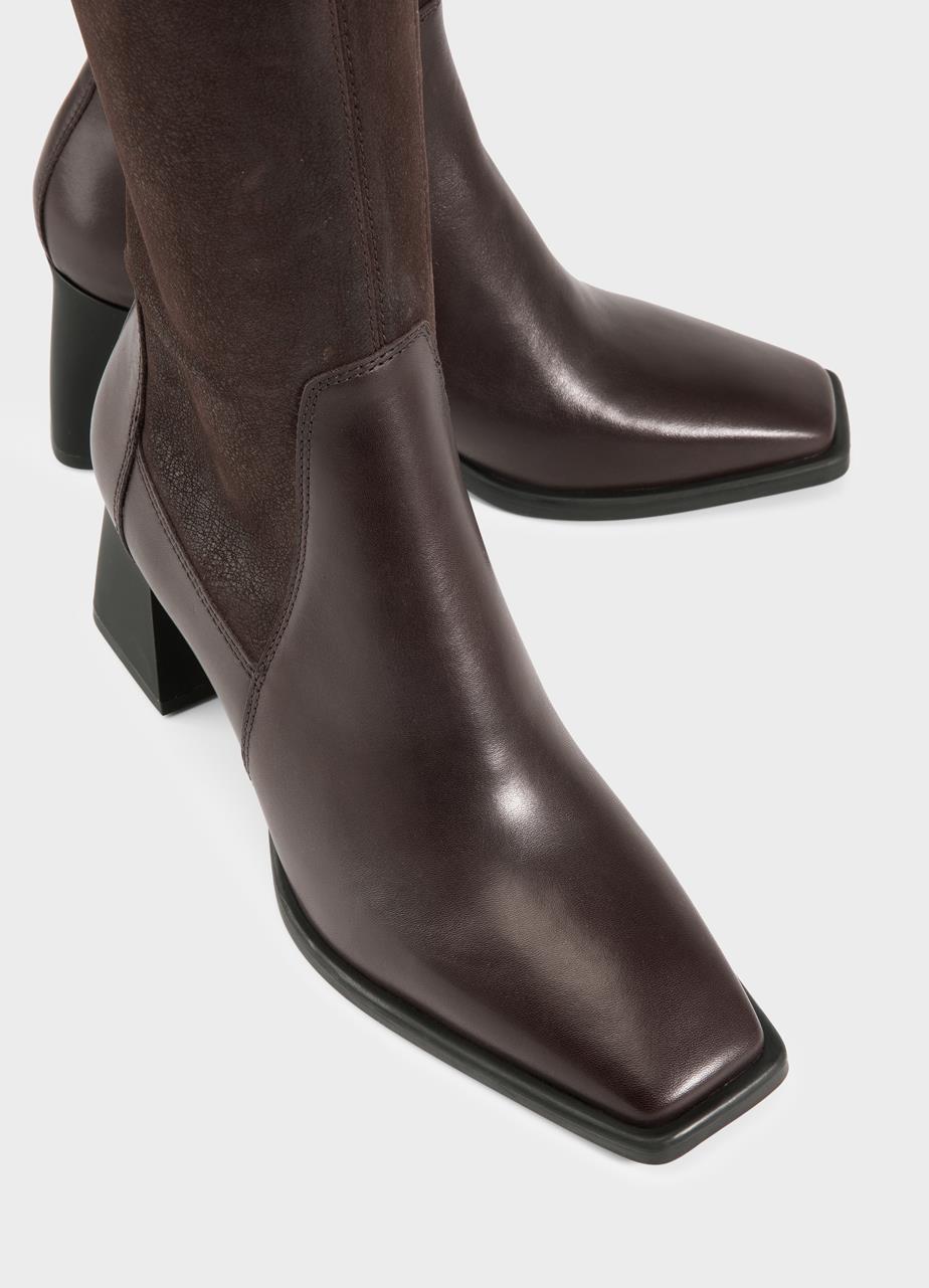 Hedda tall boots Brown leather/comb