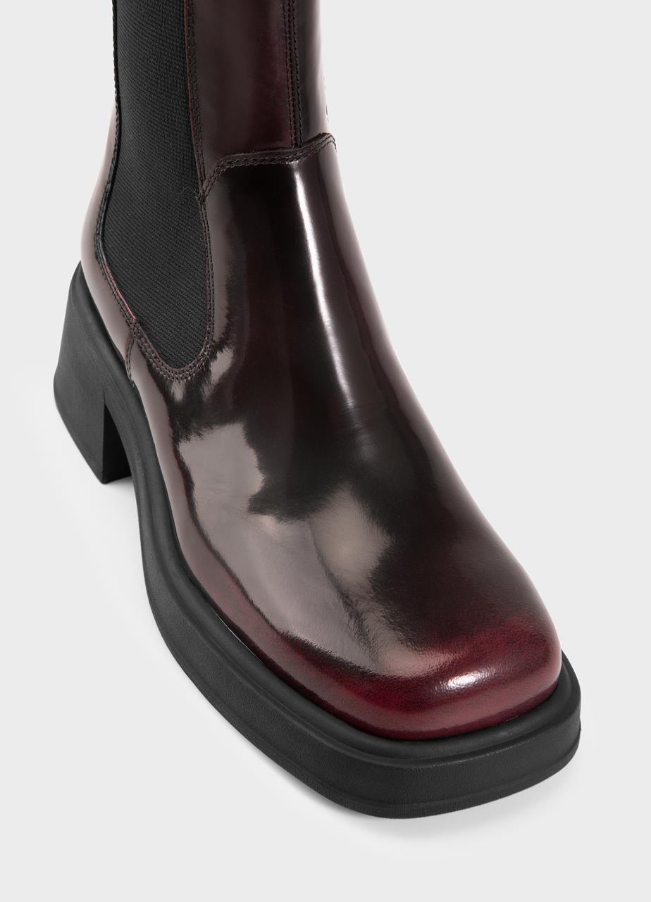 Dorah stiefel Dunkelrotes poliertes leder