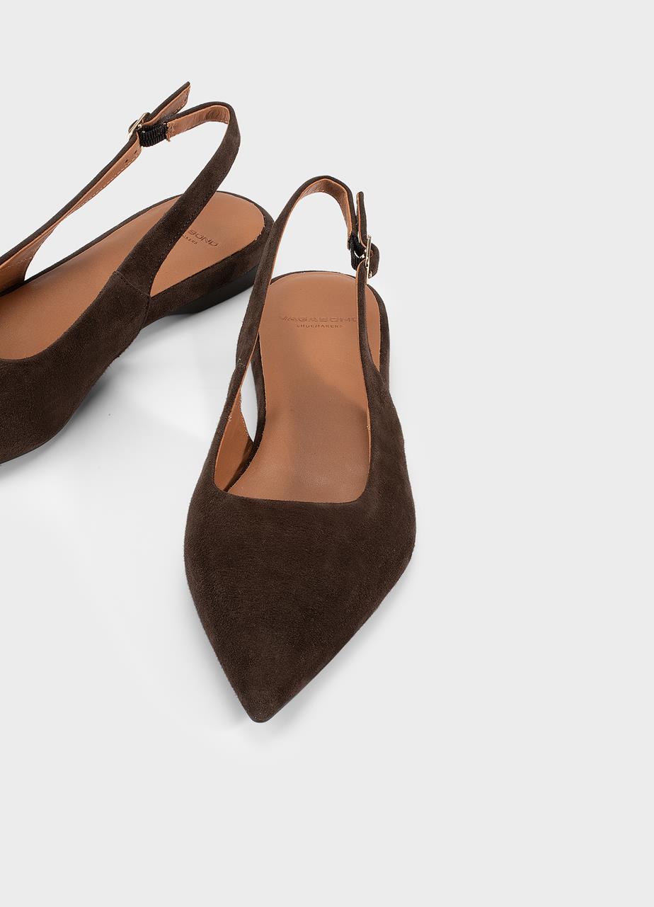 Hermine ballerines Marron Foncé, Daim