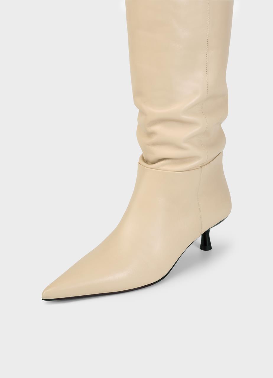 Lykke tall boots Beige leather