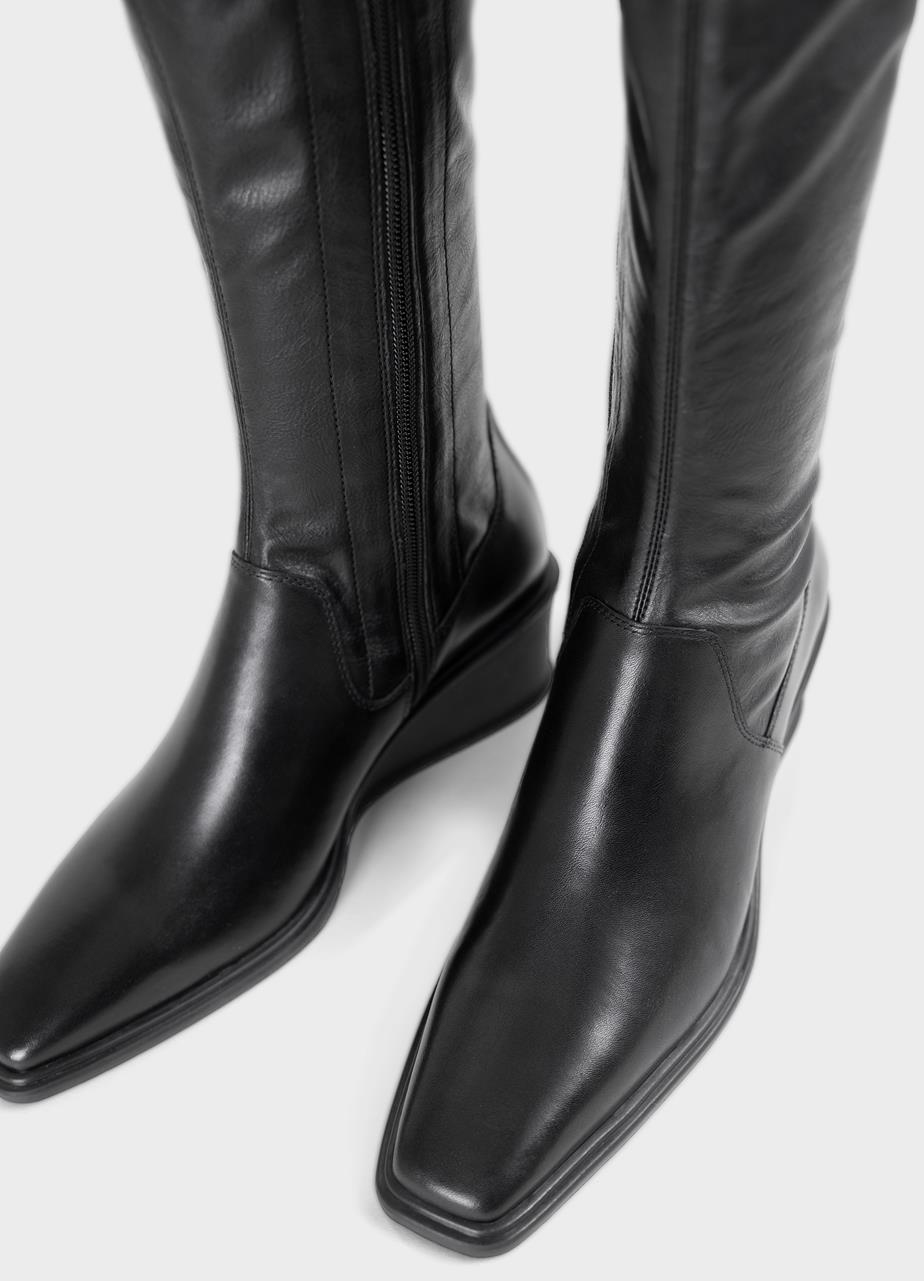 Aino tall boots Black leather/comb