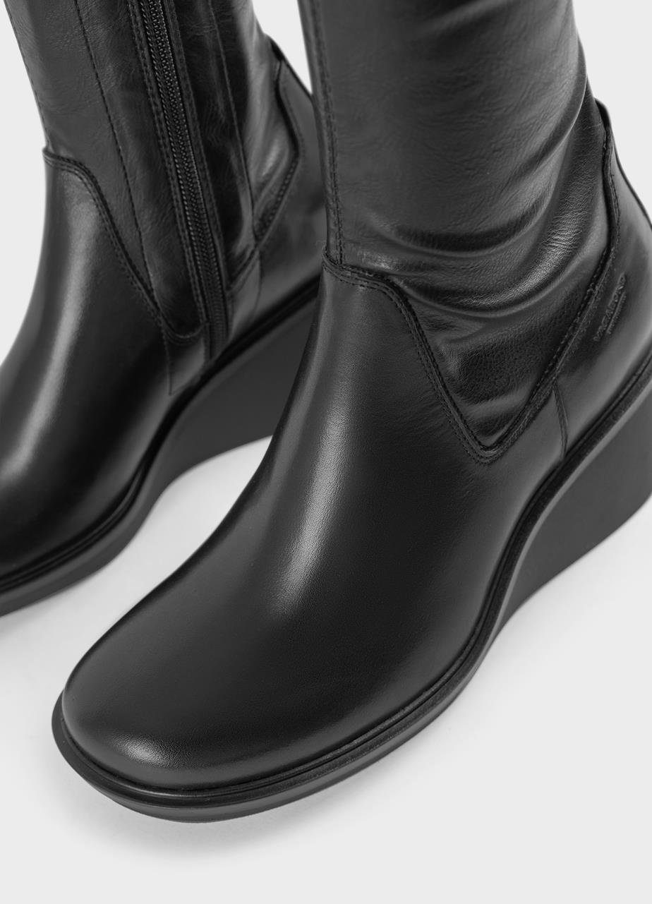 Deena tall boots Black leather/comb