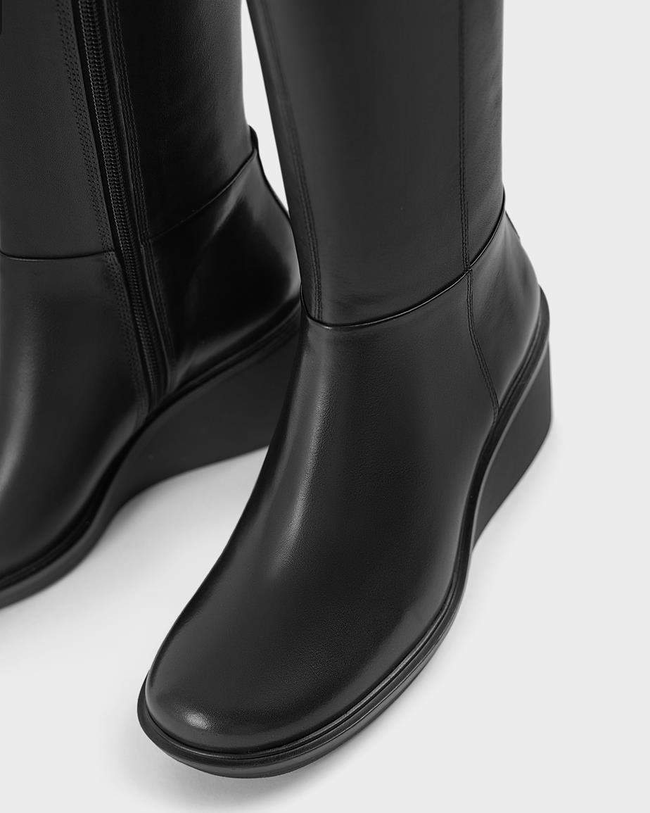 Deena bottes hautes Noir, Cuir