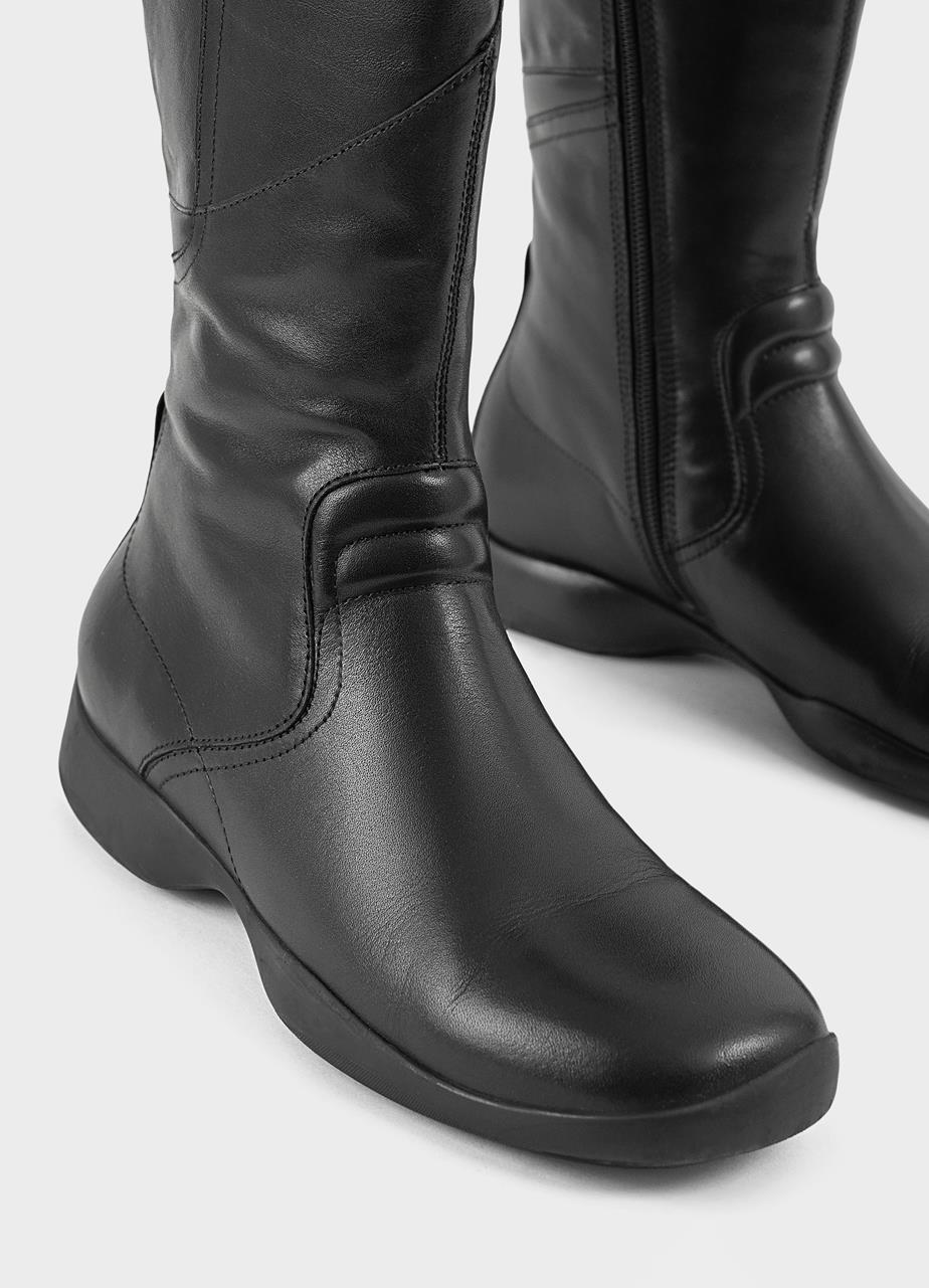 Sky hohe stiefel Schwarzes leder