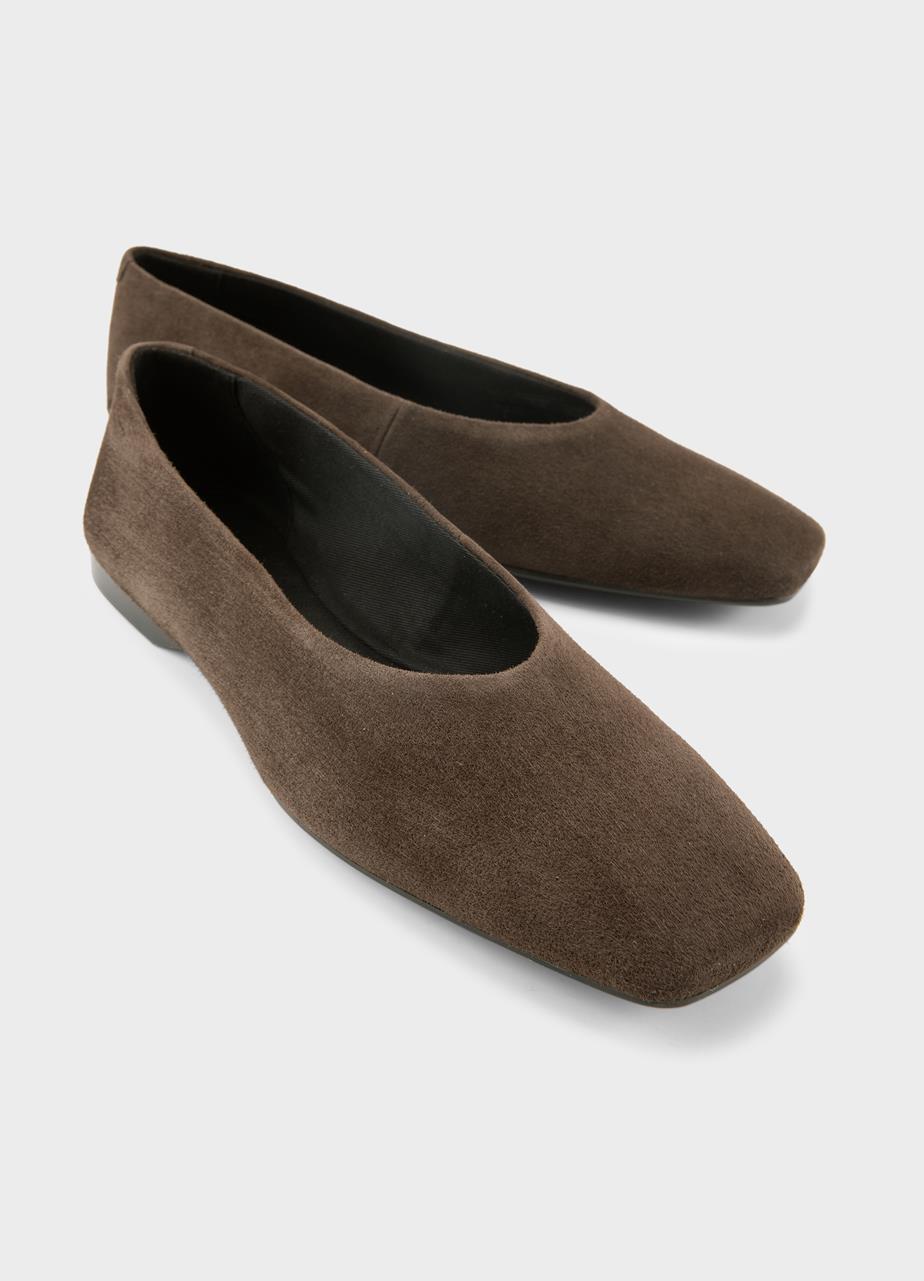 Delia ballet flats Dark Brown, Suede