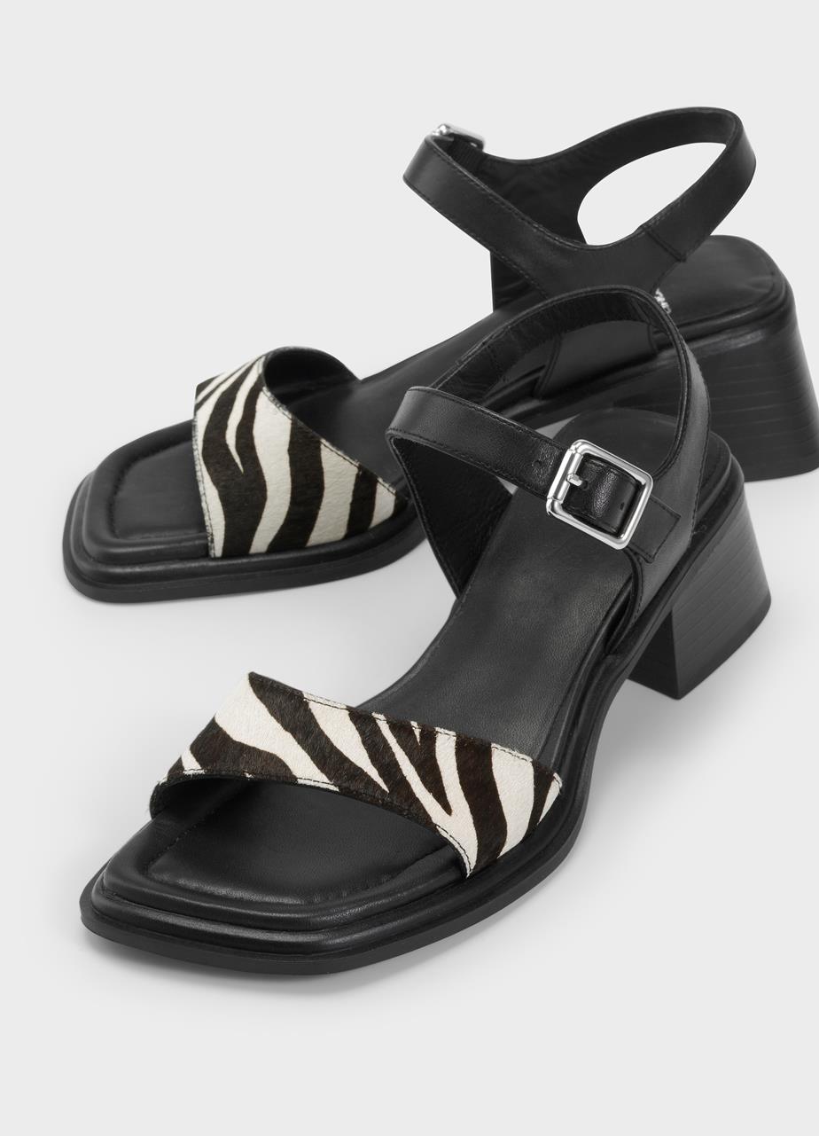 Ines sandalen Zwart hair-on-leather