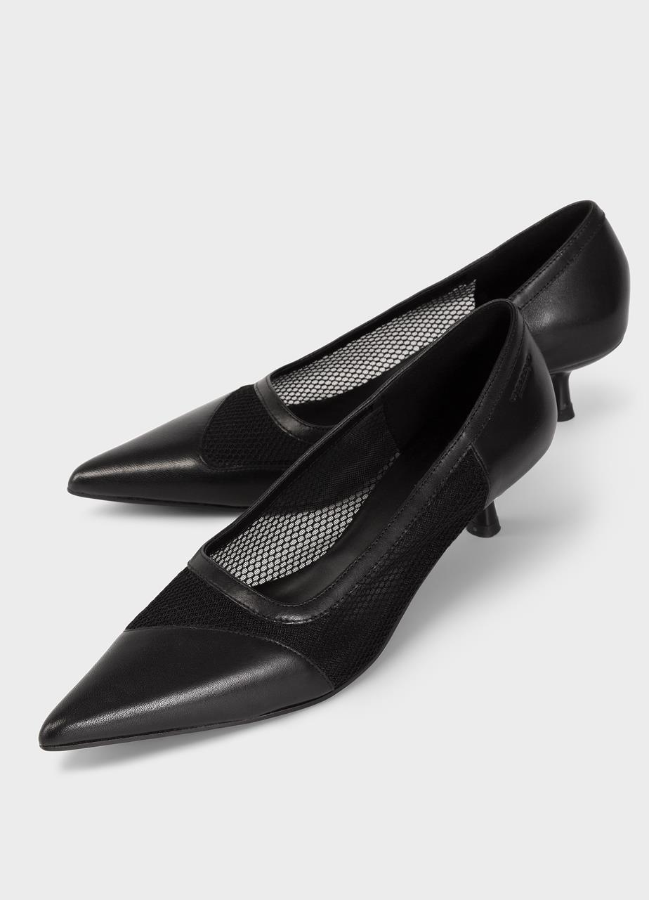 Lykke pumps Schwarzes leder/netzstoff