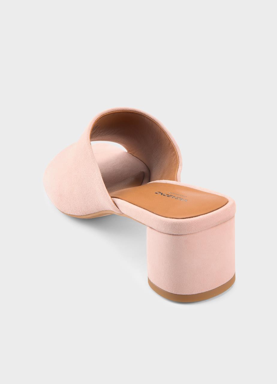 Piper mules Hellrosa, Veloursleder