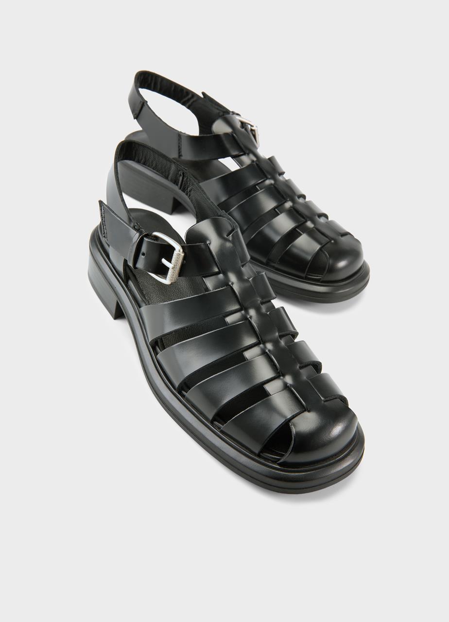 Ellıs sandals Black, Polıshed Leather