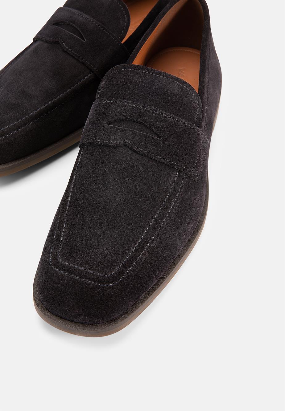 Troy loafer Mørkeblå semsket skinn