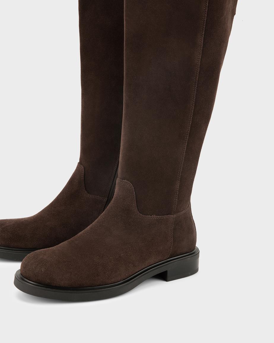 Freya bottes hautes Marron Foncé, Daim