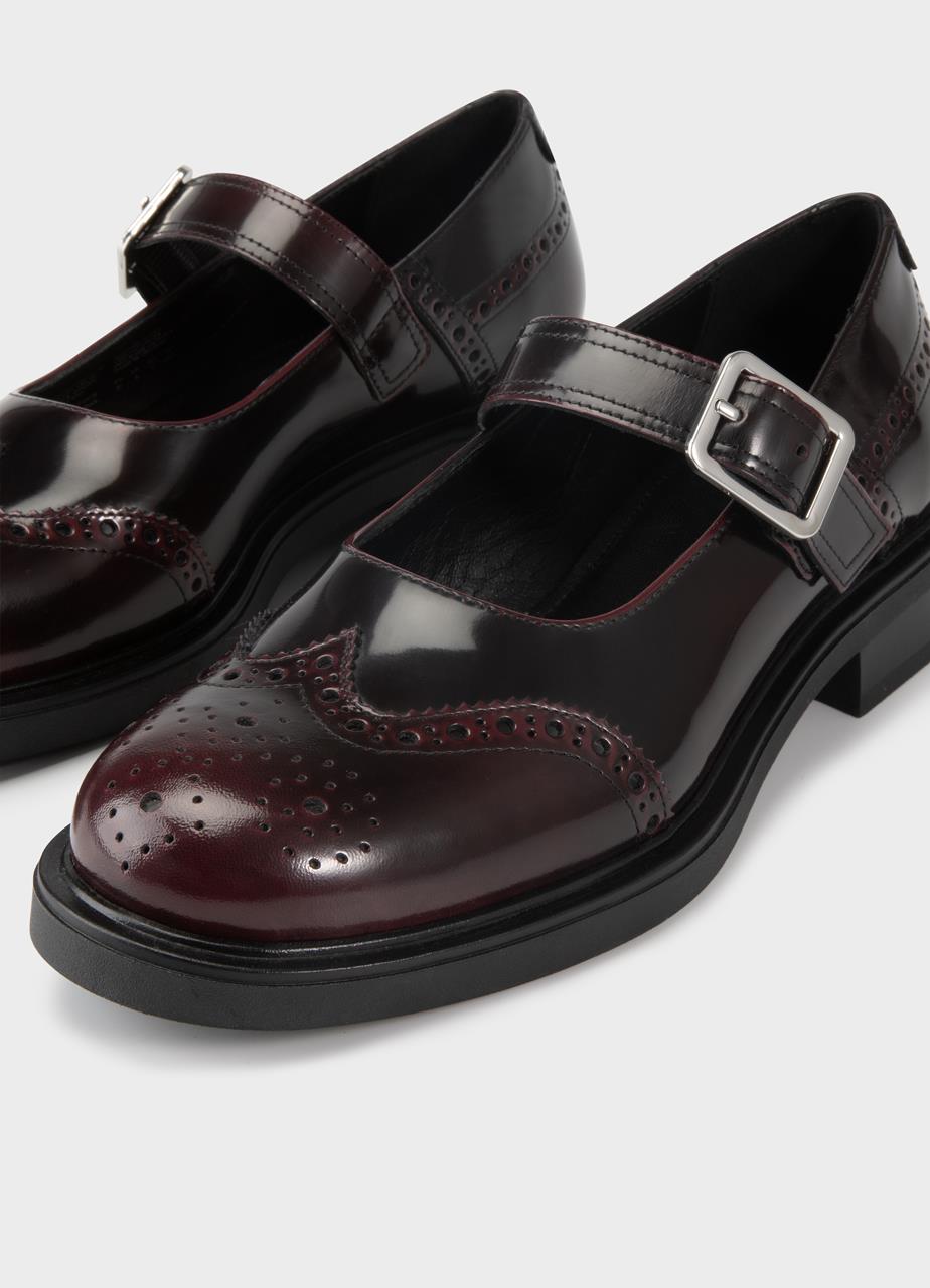 Freya schoenen DONKERROOD GEPOLIJST LEER